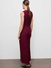 Mango Red Wrap Belted Jumpsuit - Image 2 of 6