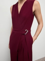 Mango Red Wrap Belted Jumpsuit - Image 3 of 6