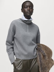 Mango Grey Zipper Turtleneck Sweater - Image 1 of 6