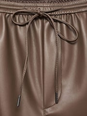 Mango Brown Leather-Effect Elastic Waist Trousers - Image 6 of 6