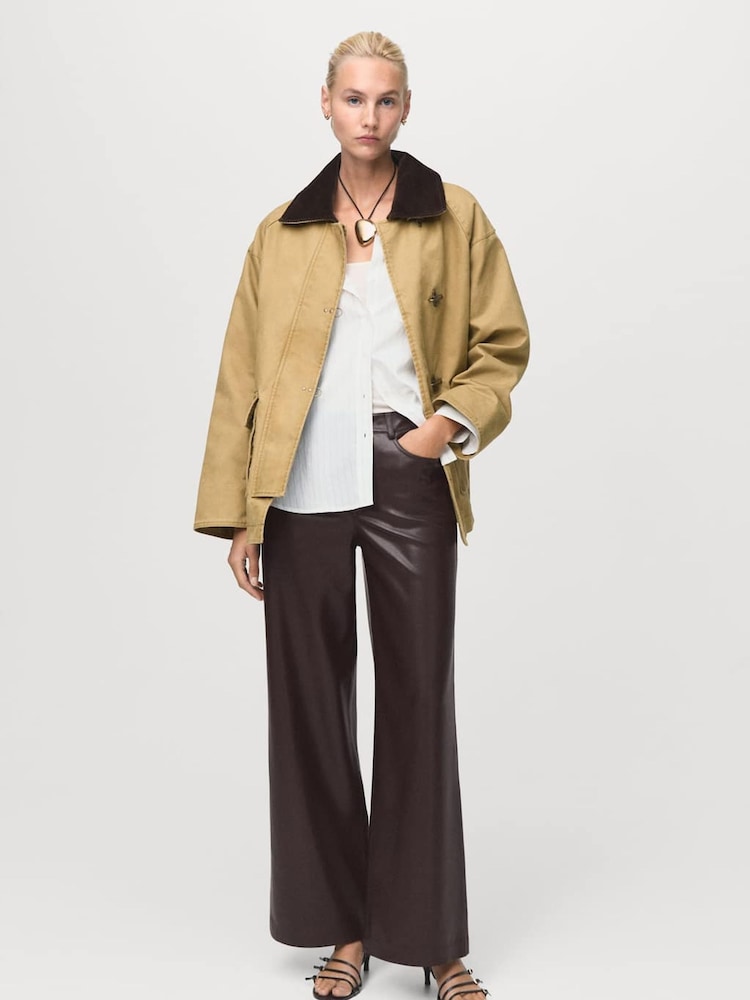 Mango Red Leather-Effect Straight Trousers - Image 1 of 6