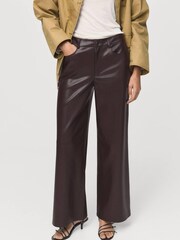 Mango Red Leather-Effect Straight Trousers - Image 3 of 6