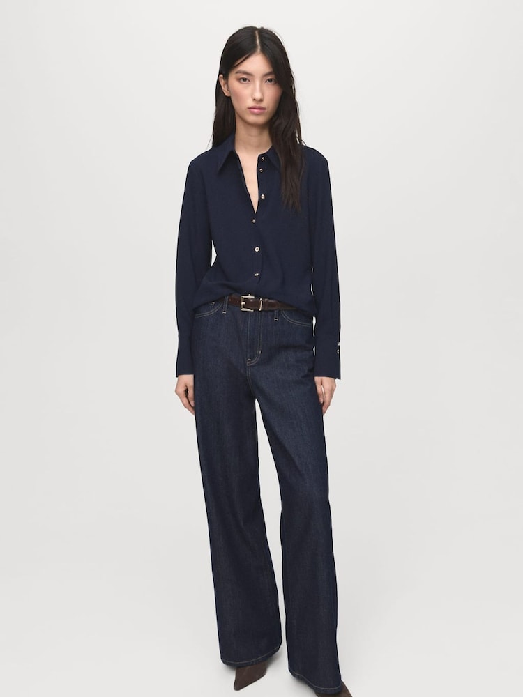 Mango Blue Shirt With Jewel Buttons - Image 1 of 6