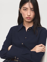 Mango Blue Shirt With Jewel Buttons - Image 4 of 6