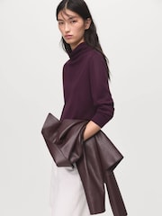 Mango Purple Knitted Sweater With Draped Neck - Image 4 of 7