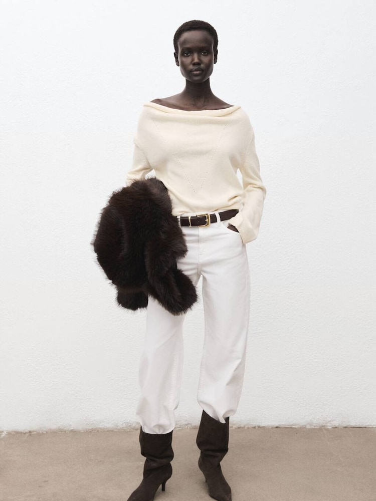 Mango White Cowl Neck Sweater - Image 1 of 7
