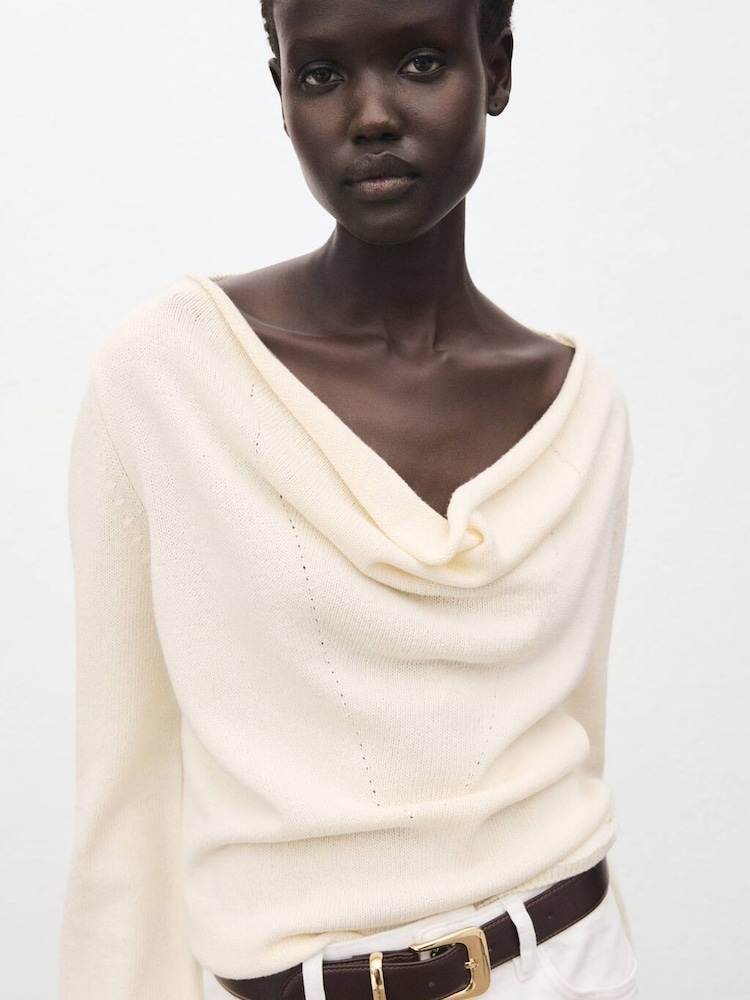 Mango White Cowl Neck Sweater - Image 2 of 7