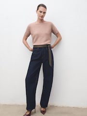 Mango Brown Short-Sleeved Lurex Sweater - Image 1 of 6