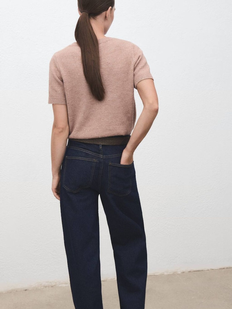 Mango Brown Short-Sleeved Lurex Sweater - Image 2 of 6
