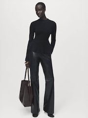 Mango Black Ribbed Peplum Sweater - Image 2 of 6