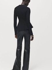 Mango Black Ribbed Peplum Sweater - Image 3 of 6