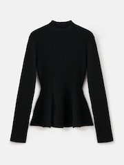 Mango Black Ribbed Peplum Sweater - Image 5 of 6