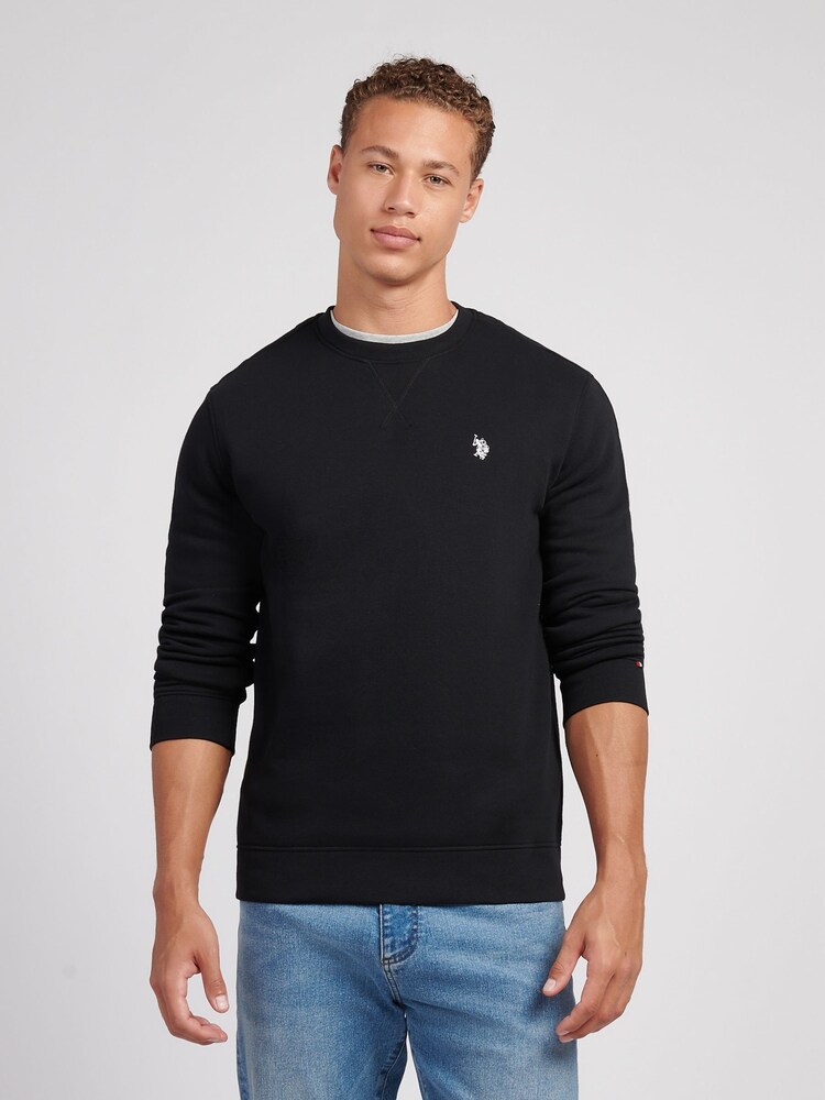 U.S. Polo Assn Black Double Horsemen Crew Neck Sweat Top - Image 1 of 11