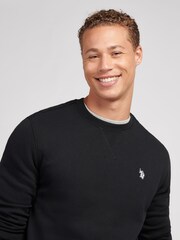 U.S. Polo Assn Black Double Horsemen Crew Neck Sweat Top - Image 5 of 11