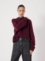 Hush Purple Short Sleeve Chunky Cashmere T-Shirt - Image 1 of 5
