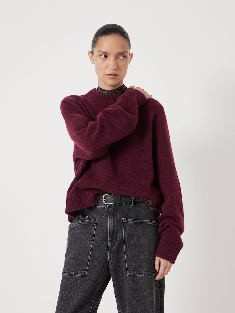 Hush Purple Short Sleeve Chunky Cashmere T-Shirt - Image 1 of 5 Hush Purple Short Sleeve Chunky Cashmere T-Shirt - Image 1 of 5