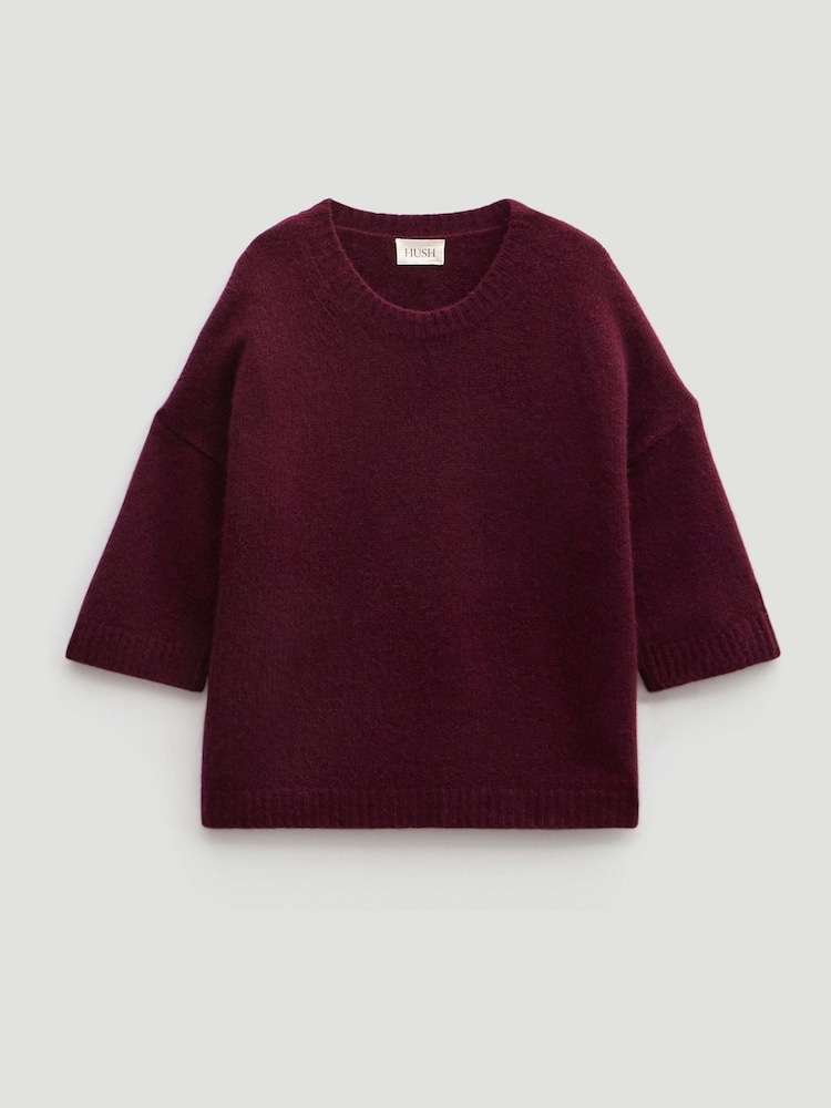 Hush Purple Short Sleeve Chunky Cashmere T-Shirt - Image 5 of 5