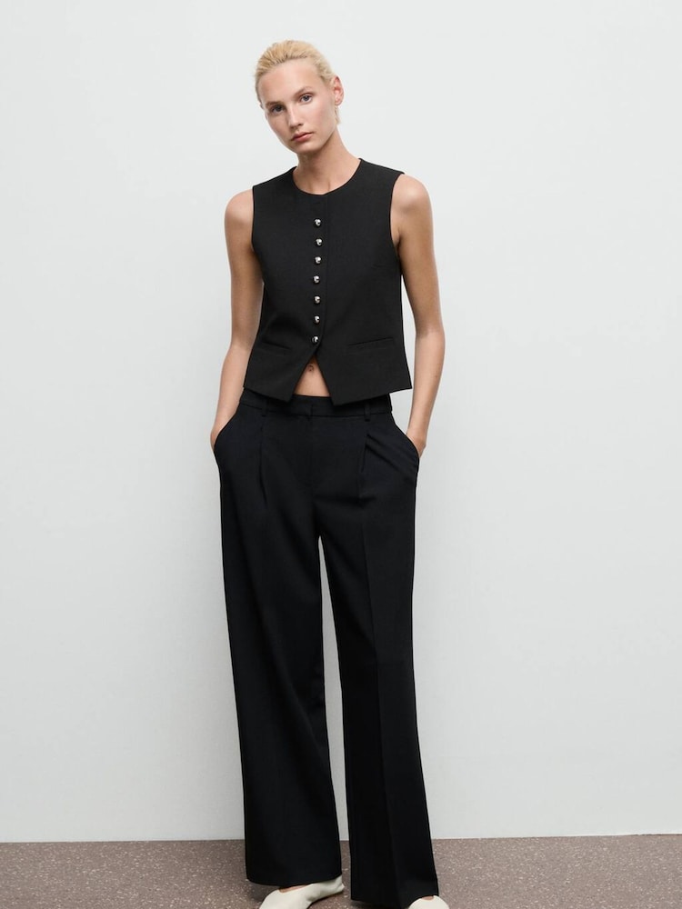 Mango Black Gabo Waistcoat - Image 1 of 7