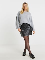 Simply Be Grey Crew Neck Knitted Jumper - Image 1 of 4