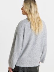 Simply Be Grey Crew Neck Knitted Jumper - Image 2 of 4