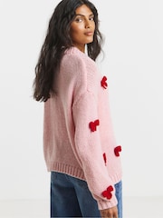 Simply Be Pink Chunky 3D Bow Knitted Cardigan - Image 2 of 4