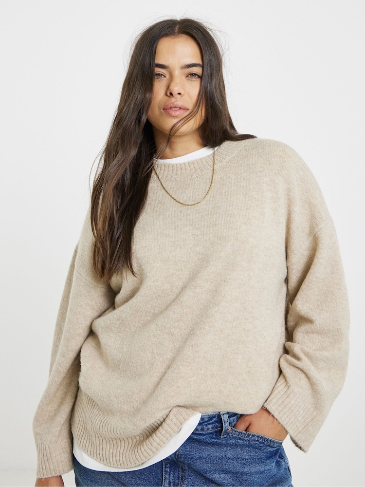 Simply Be Natural Crew Neck Knitted Jumper - Image 1 of 4