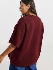 Simply Be Red Short Sleeve Boxy Knitted T-Shirt - Image 3 of 4