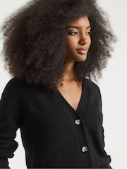 Simply Be Black Knitted V-Neck Boyfriend Cardigan - Image 2 of 4