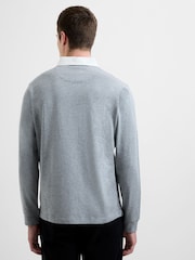 French Connection Grey Cotton Blend Rugby-Style Long Sleeve Polo Shirt - Image 2 of 5
