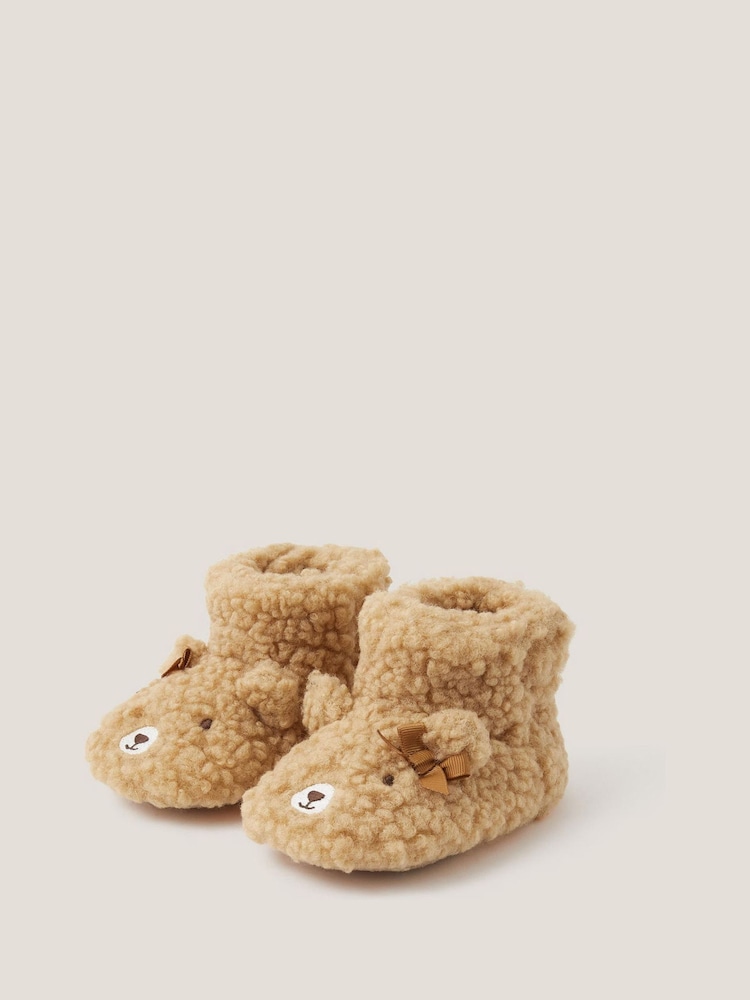 Monsoon Brown Baby Teddy Bear Slipper Boots - Image 1 of 3