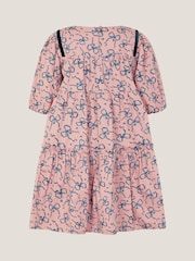 Monsoon Pink Bow Print Tiered Dress - Image 3 of 4
