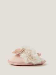 Monsoon Pink Velvet Bow Slippers - Image 1 of 3