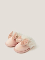 Monsoon Pink Velvet Bow Slippers - Image 3 of 3