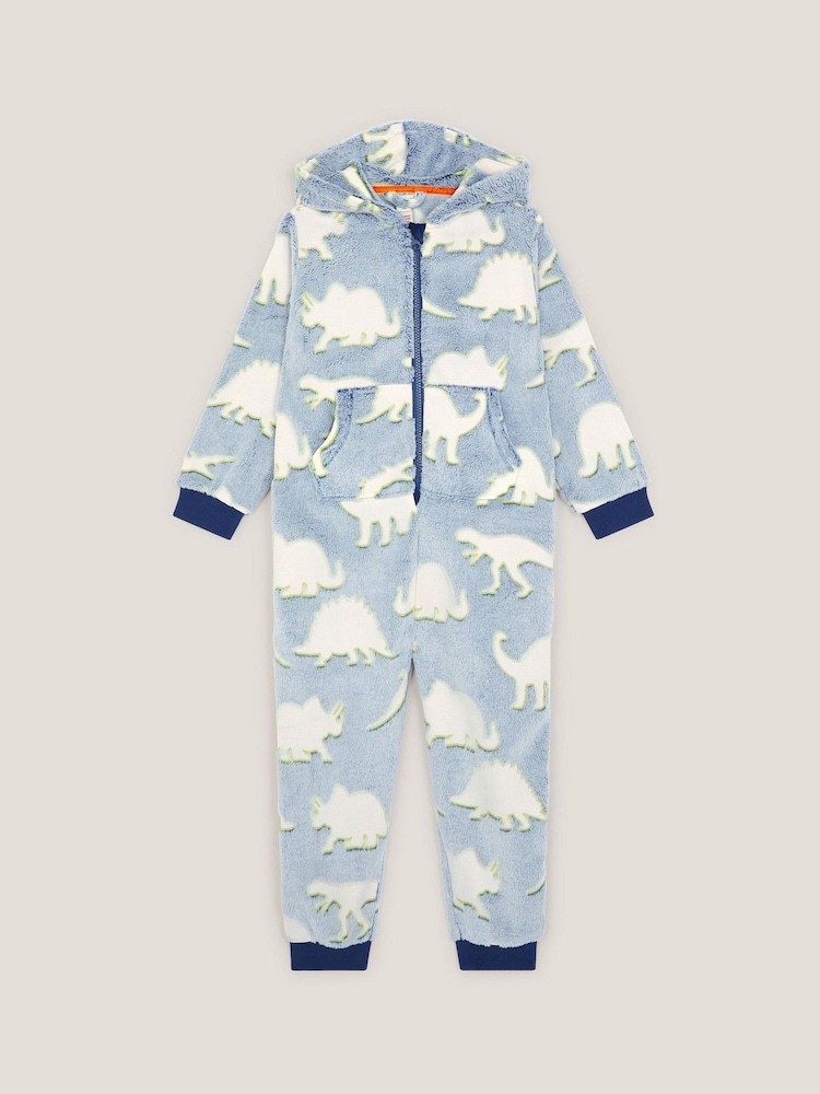 Monsoon Blue Glow In The Dark Dinosaur Onesie - Image 1 of 3 Monsoon Blue Glow In The Dark Dinosaur Onesie - Image 1 of 3