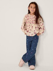 Monsoon Natural Butterfly Floral Smocked Blouse - Image 1 of 4