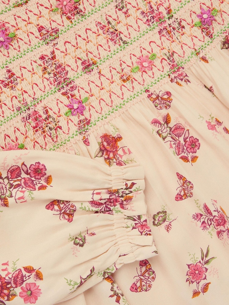 Monsoon Natural Butterfly Floral Smocked Blouse - Image 4 of 4