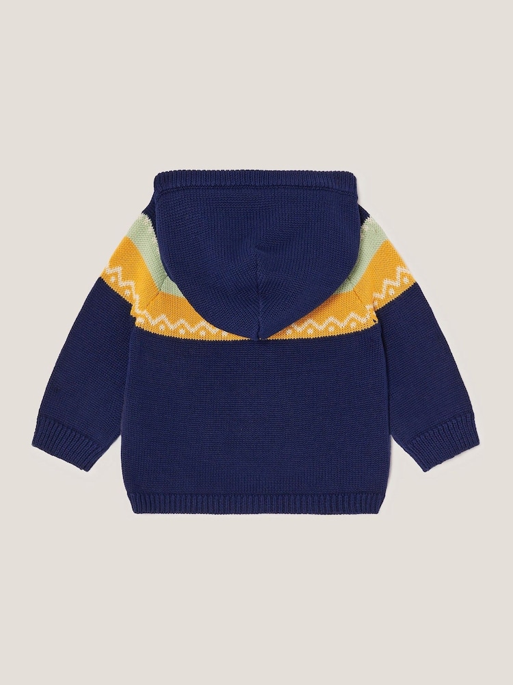 Monsoon Blue Newborn Benny Bear Knit Cardigan - Image 2 of 3 Monsoon Blue Newborn Benny Bear Knit Cardigan - Image 2 of 3