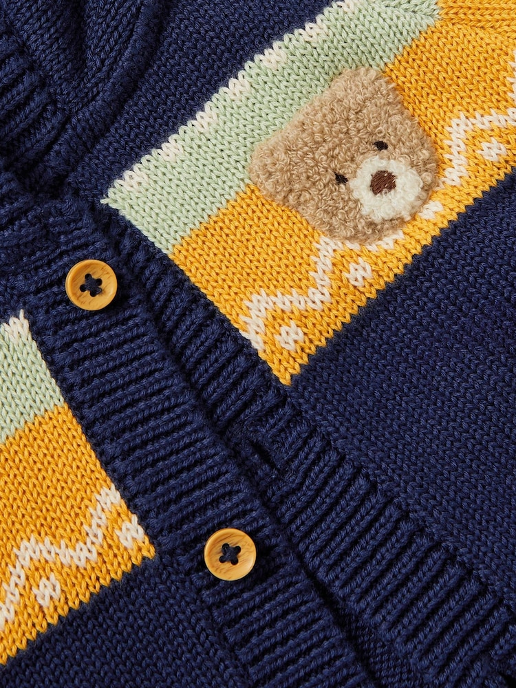 Monsoon Blue Newborn Benny Bear Knit Cardigan - Image 3 of 3 Monsoon Blue Newborn Benny Bear Knit Cardigan - Image 3 of 3