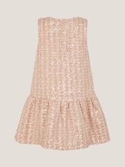 Monsoon Pink Tweed Bow Sleeveless Pinafore Dress - Image 3 of 4