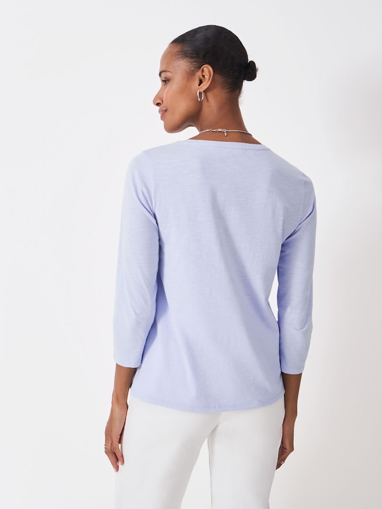 Crew Clothing Company Blue 3/4 Length Sleeve Perfect Slub T-Shirt - Image 2 of 5 Crew Clothing Company Blue 3/4 Length Sleeve Perfect Slub T-Shirt - Image 2 of 5