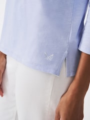 Crew Clothing Company Blue 3/4 Length Sleeve Perfect Slub T-Shirt - Image 3 of 5