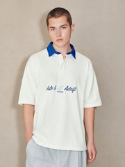 White Text Graphic EDIT Oversized Rugby Shirt - Image 3 of 3