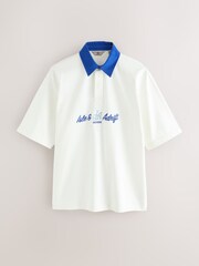 Weiß - Text Grafik EDIT Übergroßes Rugby-Shirt - Bild 6 von 8