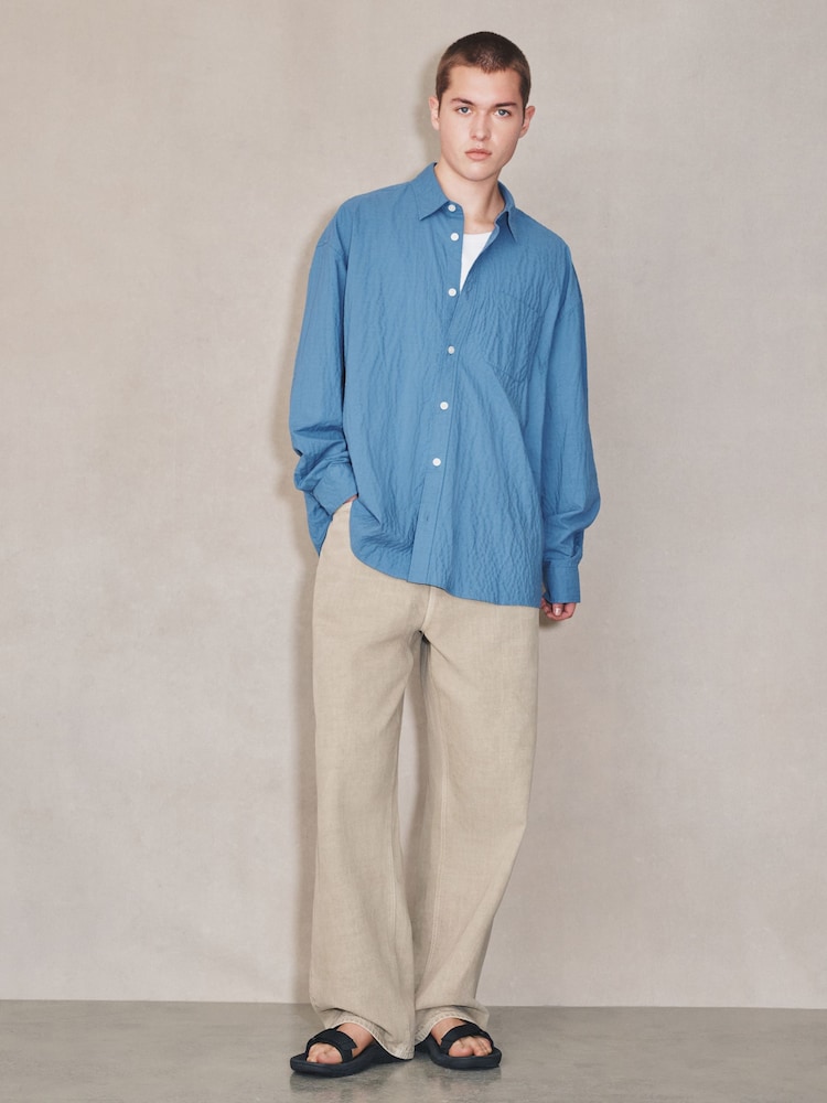 أصفر - Drummed Texture Long Sleeve Shirt - Image 2 of 9