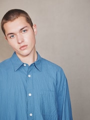 أصفر - Drummed Texture Long Sleeve Shirt - Image 4 of 9