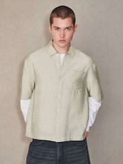 Ecru Micro - Check Short Sleeve Shirt - 8的图像2｝