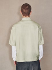 Ecru Micro - Check Short Sleeve Shirt - 8的图像5｝