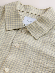 Ecru Micro - Check Short Sleeve Shirt - 8的图像7｝