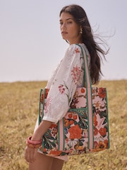 Love & Roses Pink Floral Oversized Quilted Tote Bag - Image 1 of 8