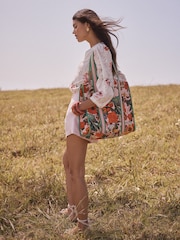 Love & Roses Pink Floral Oversized Quilted Tote Bag - Image 2 of 8